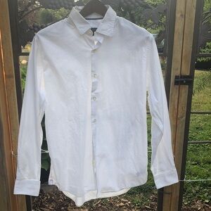 Banana Republic classic fit white striped cotton dress shirt size S